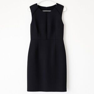 J Crew Size 10 Tall Black Textured Sleeveless Midi Dress Office Workwear